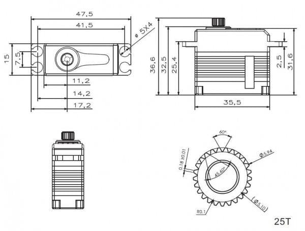 KST X15 1208 · 15 mm digitaalinen HV-Servo 135 Ncm